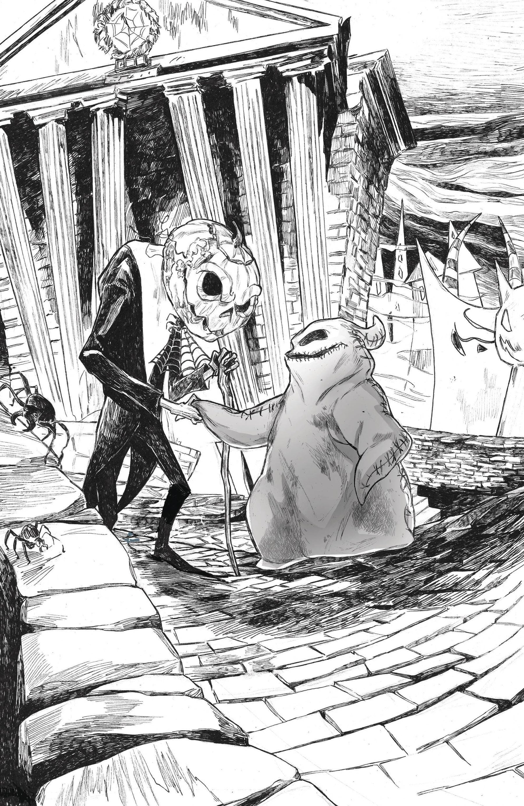 NBX BATTLE FOR PUMPKIN KING #2 (OF 5) CVR B B&W VIRGIN  1