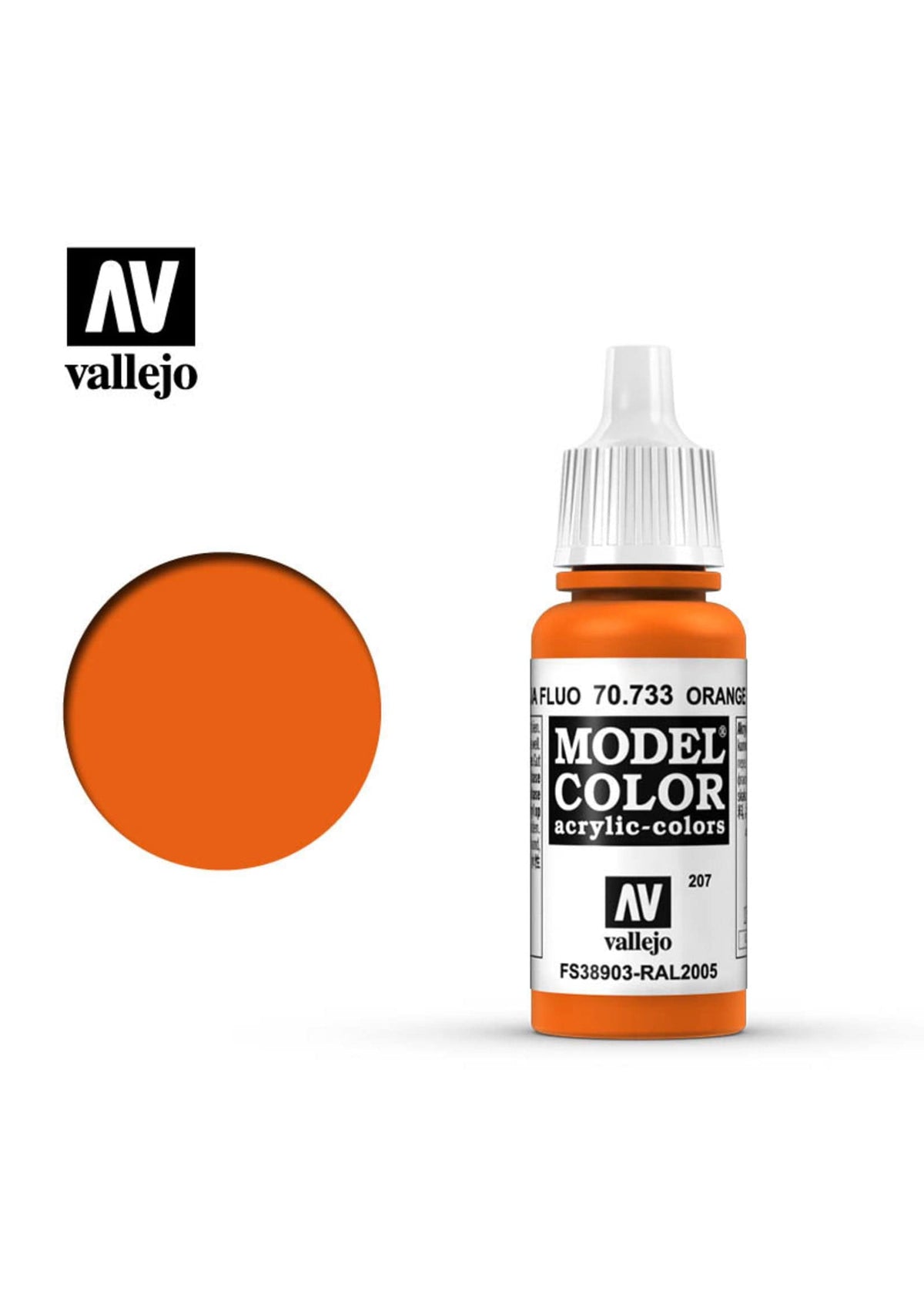 Vallejo Hobby Supplies > Paints Vallejo: Model Color - Fluorescent Orange 8429551707336 VAL 70733