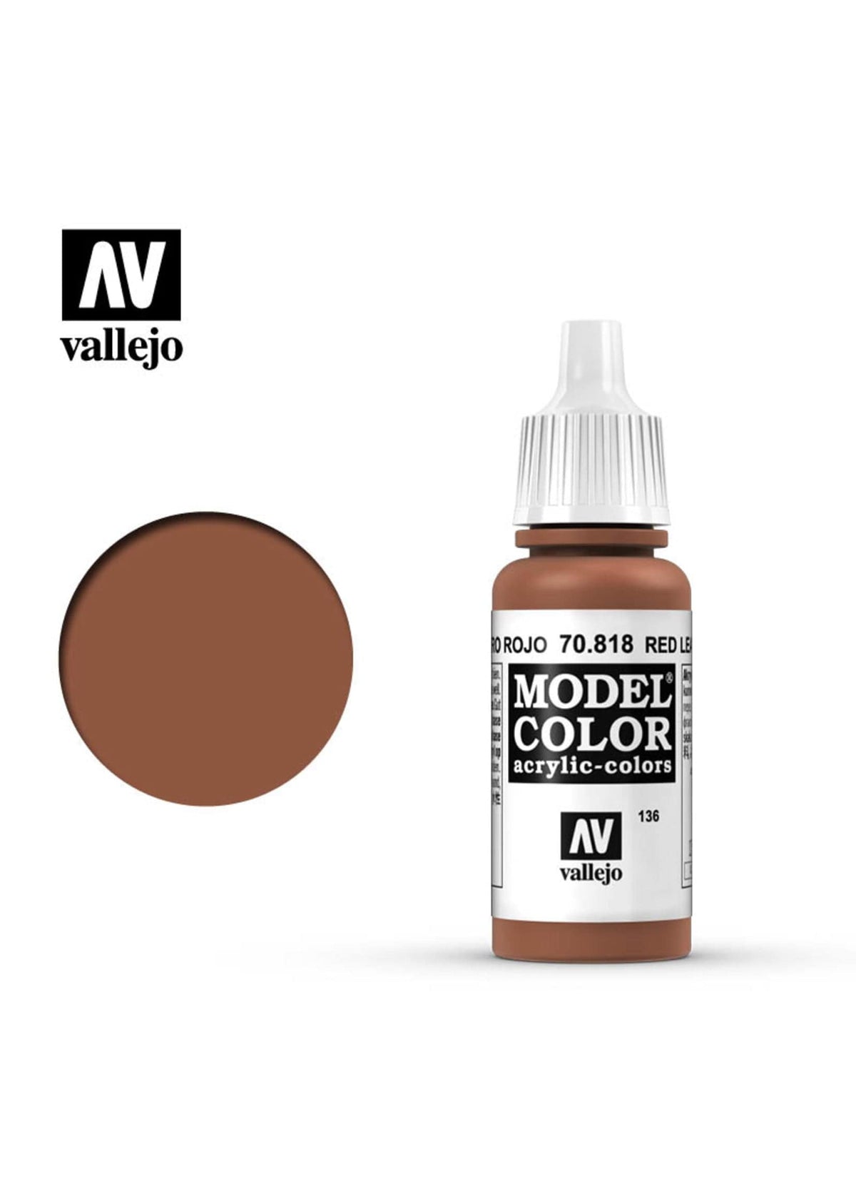 Vallejo Hobby Supplies > Paints Vallejo: Model Color - Red Leather 8429551708180 VAL 70818